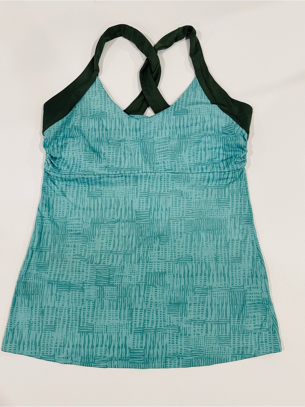 Patagonia Morning Glory Cross-Back Tank Top Teal Patterned Size Medium